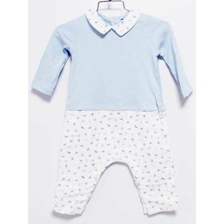 プチバトー(PETIT BATEAU)の【春物 新入荷!】‡プチバトー/PETIT BATEAU‡74cm 長袖カバーオール/ロンパース ブルー×白【中古】子供服 キッズ kids ベビー服 baby 男の子 春秋 onepi 923042(カバーオール)