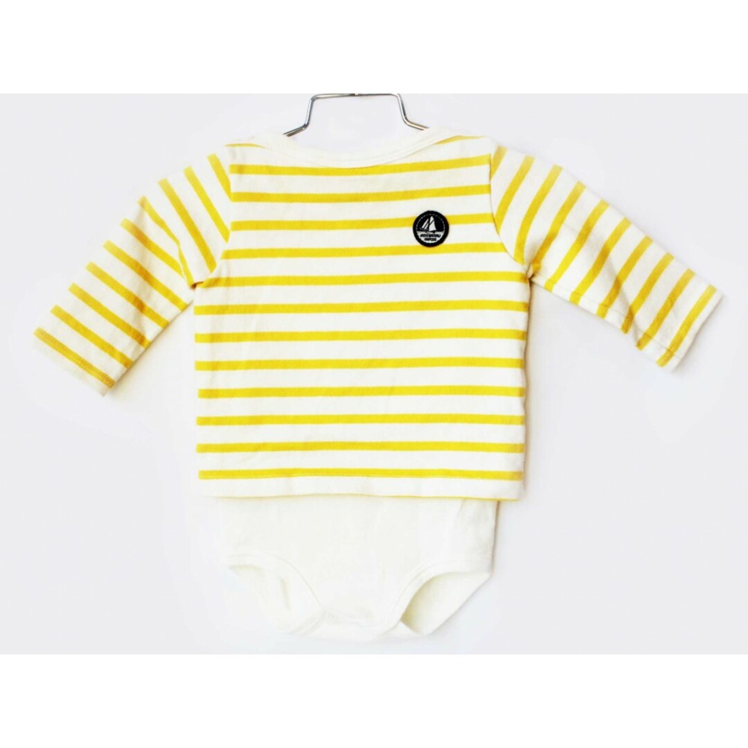 PETIT BATEAU(プチバトー)の【春物 新入荷!】[プチバトー/PETIT BATEAU]67cm 長袖カバーオール/長袖ショートオール/長袖ロンパース 黄色×白【中古】子供服 キッズ kids ベビー服 baby 男の子 女の子 春 onepi 923042 キッズ/ベビー/マタニティのベビー服(~85cm)(カバーオール)の商品写真