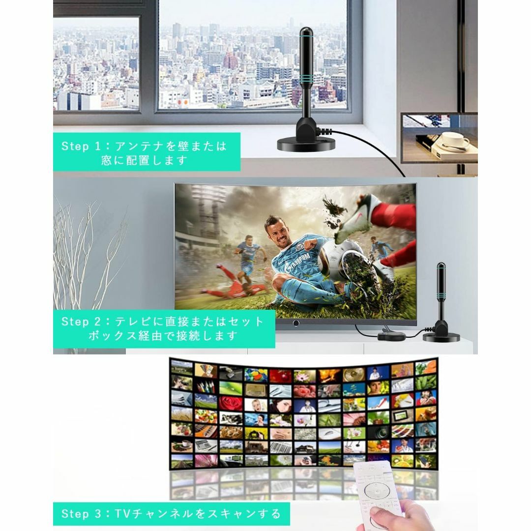 Yirui 室内アンテナ UHF VHF 対応 スマホ/家電/カメラのテレビ/映像機器(その他)の商品写真