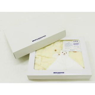 ミキハウス(mikihouse)の【新入荷!】新品 未使用品 現行▲ミキハウス/mikihouse▲バスポンチョ＆バスミトン＆ハンドタオルset/ベビーギフトセット/小物 クリームイエロー 箱付き  出産祝い 沐浴【ネット限定】子供 キッズ kids ベビー baby 男の子 女の子 春夏秋冬 childcare 033042(その他)