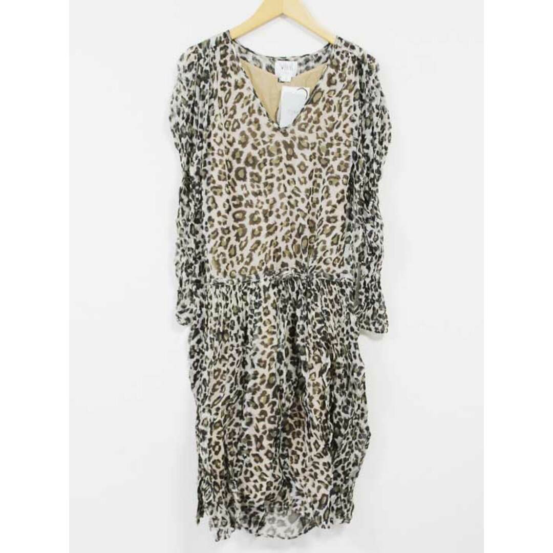 SLOBE IENA(スローブイエナ)の【春物 新入荷】新品未使用品☆SLOBE IENA/スローブイエナ☆SWILDENS/ROBE IMPRIME LEOPARD ワンピース/ワンピース/プルオーバー/Vネック/シースルー/長袖/ミモレ丈 ベージュ レディース 38 春夏 onepi 204042 レディースのワンピース(その他)の商品写真