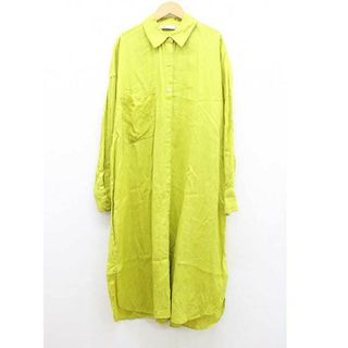 ザラ(ZARA)の【春物新入荷】■ZARA/ザラ■リネンシャツワンピース/ロング丈 イエロー/黄色 レディース L【中古】春夏 onepi 033042(その他)