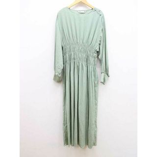 ザラ(ZARA)の【春物新入荷】■ZARA/ザラ■サテンギャザーワンピース/ロング丈 グリーン/緑 レディース M【中古】春夏 onepi 033042(その他)