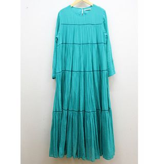 【春物 新入荷】◇NE QUITTEZ PAS!/ヌキテパ◇Cotton Voile Tiered Maxi Dress/コットンボイルティアードマキシドレス/ワンピース/ロング丈/長袖 グリーン系/緑系 レディース【中古】春夏 923042(その他)