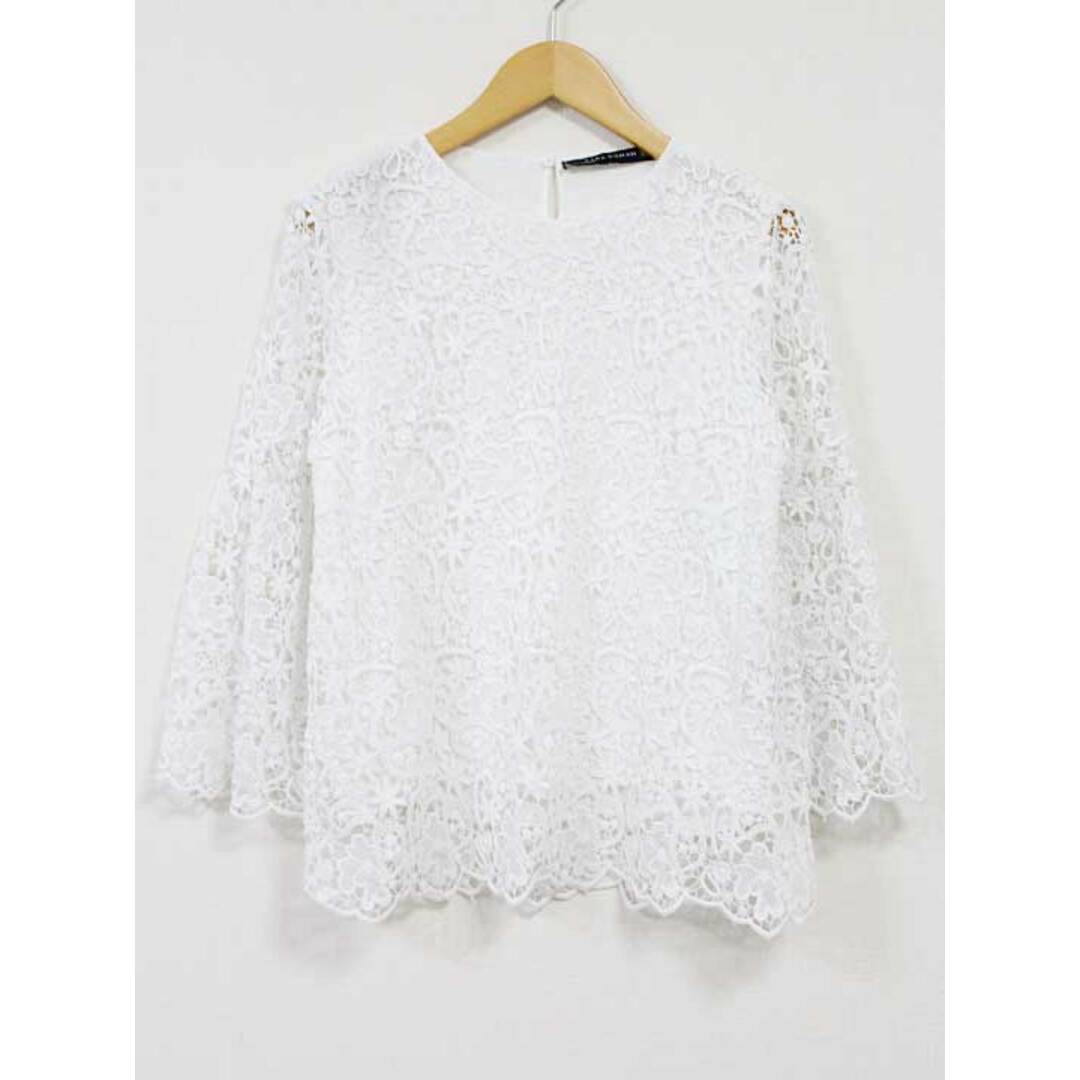 ZARA(ザラ)の【春物 新入荷】☆ZARA/ザラ☆総レースカットソー/カットソー/Tシャツ/ロンＴ/長袖 ホワイト/白 レディース Ｍ【中古】春夏 923042 レディースのトップス(Tシャツ(半袖/袖なし))の商品写真