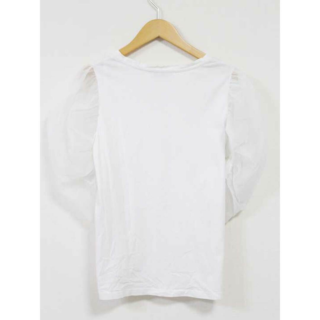 ZARA(ザラ)の【春物 新入荷】☆ZARA/ザラ☆袖切替カットソー/カットソー/Tシャツ/五分袖/シースルー袖/無地 ホワイト/白 レディース M【中古】春夏 923042 レディースのトップス(Tシャツ(半袖/袖なし))の商品写真