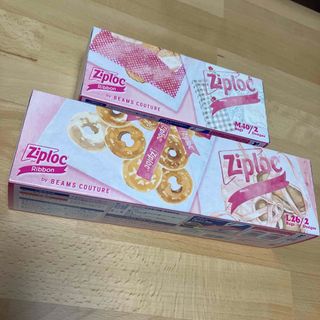 新品　ジップロック　ビームス　ピンク　リボン　ziploc(容器)