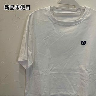 トップス Tシャツ 半袖 レディース カジュアル ハート 白 新古品 未使用(Tシャツ(半袖/袖なし))