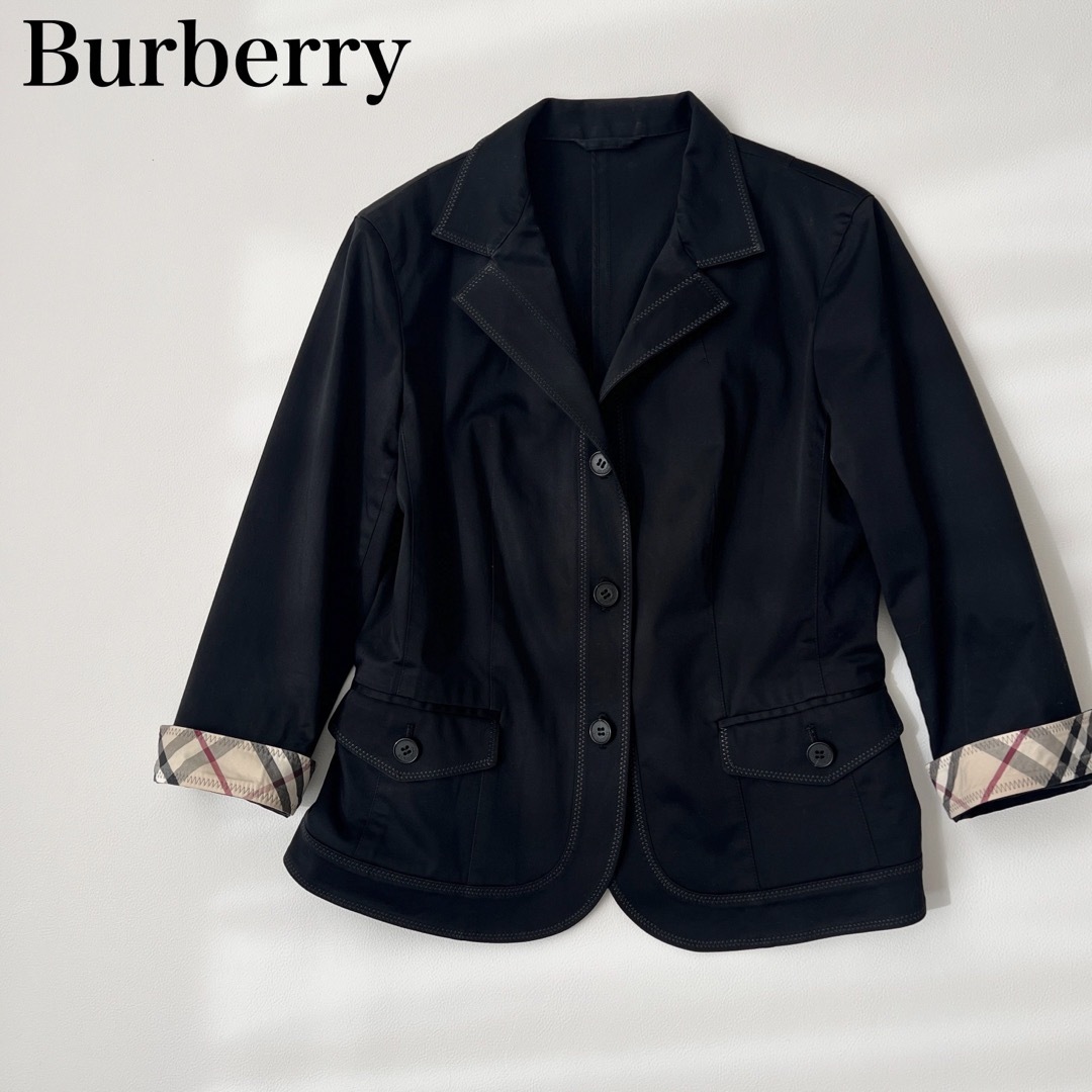 BURBERRY(バーバリー)のBurberry バーバリー　テーラードジャケット　シャツジャケット　袖チェック レディースのジャケット/アウター(テーラードジャケット)の商品写真