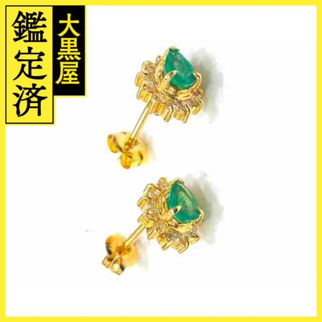 ノンブランドジュエリー ピアス K18 ダイヤモンド エメラルド【430】