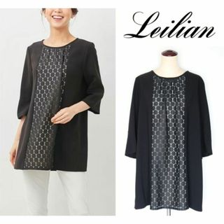 leilian - 49,500円新品【レリアン】ドット柄レース切り替え チュニック 黒 11