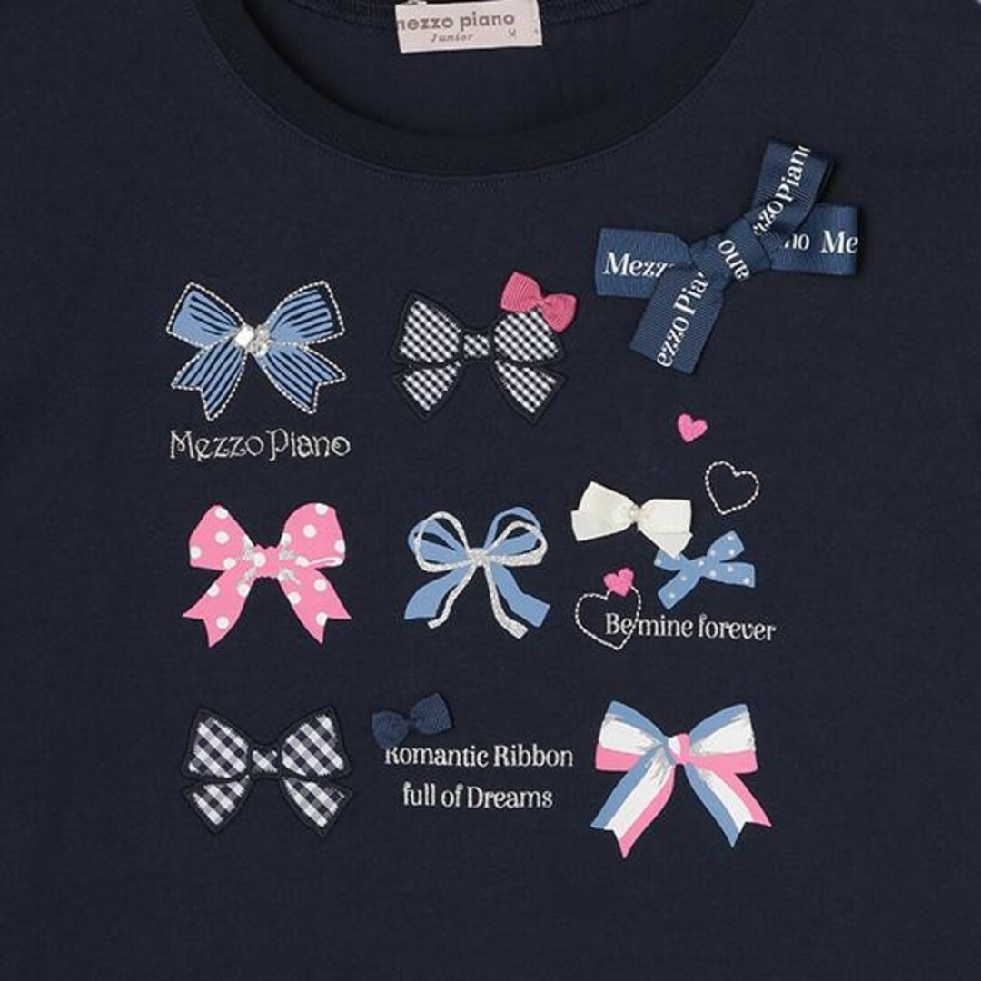 mezzo piano junior(メゾピアノジュニア)のメゾピアノ　 リボンアソートマリンTシャツ キッズ/ベビー/マタニティのキッズ服女の子用(90cm~)(Tシャツ/カットソー)の商品写真