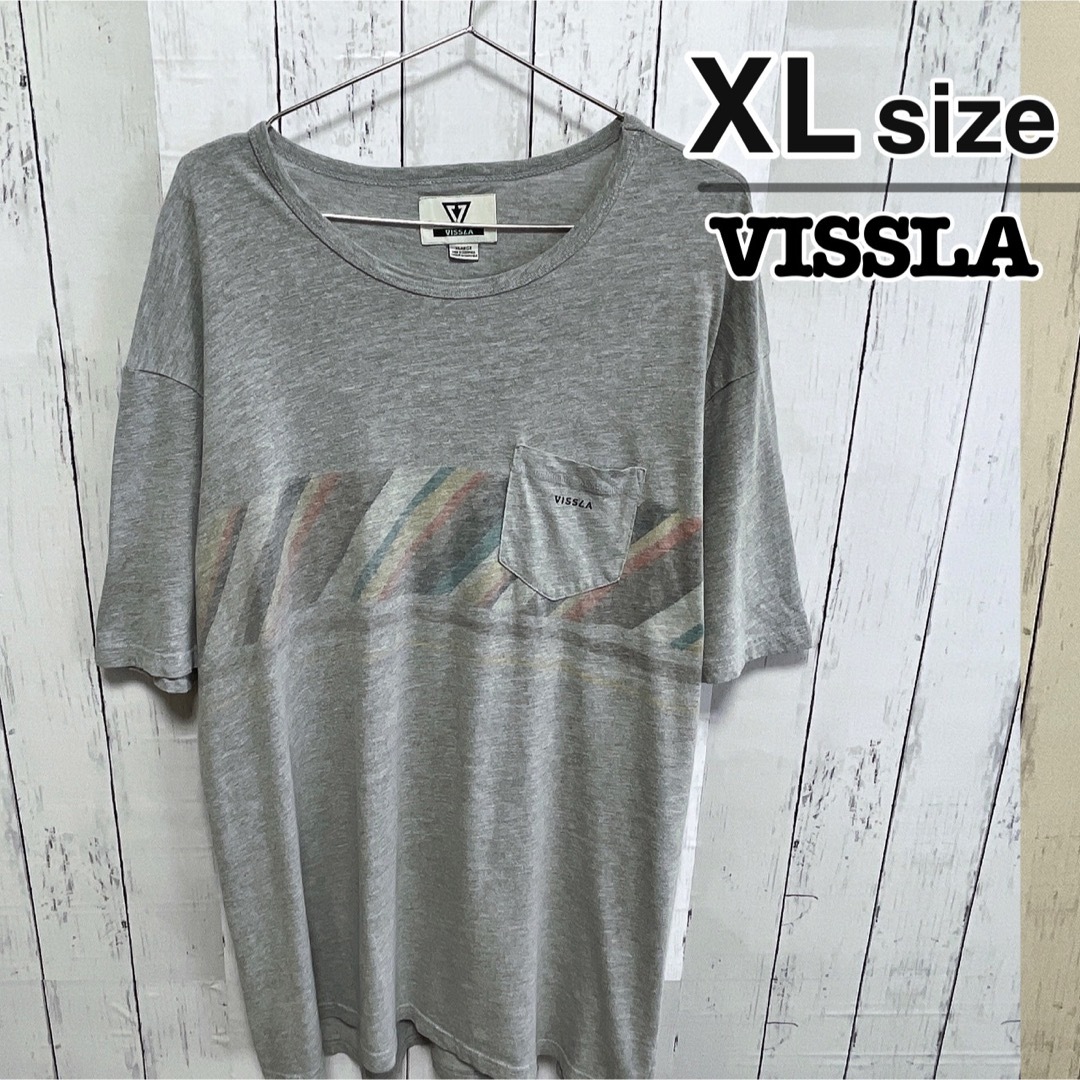 VISSLA(ヴィスラ)のVISSLA　Tシャツ　XL　グレー　胸ポケット　オーバーサイズ　USA古着 メンズのトップス(Tシャツ/カットソー(半袖/袖なし))の商品写真