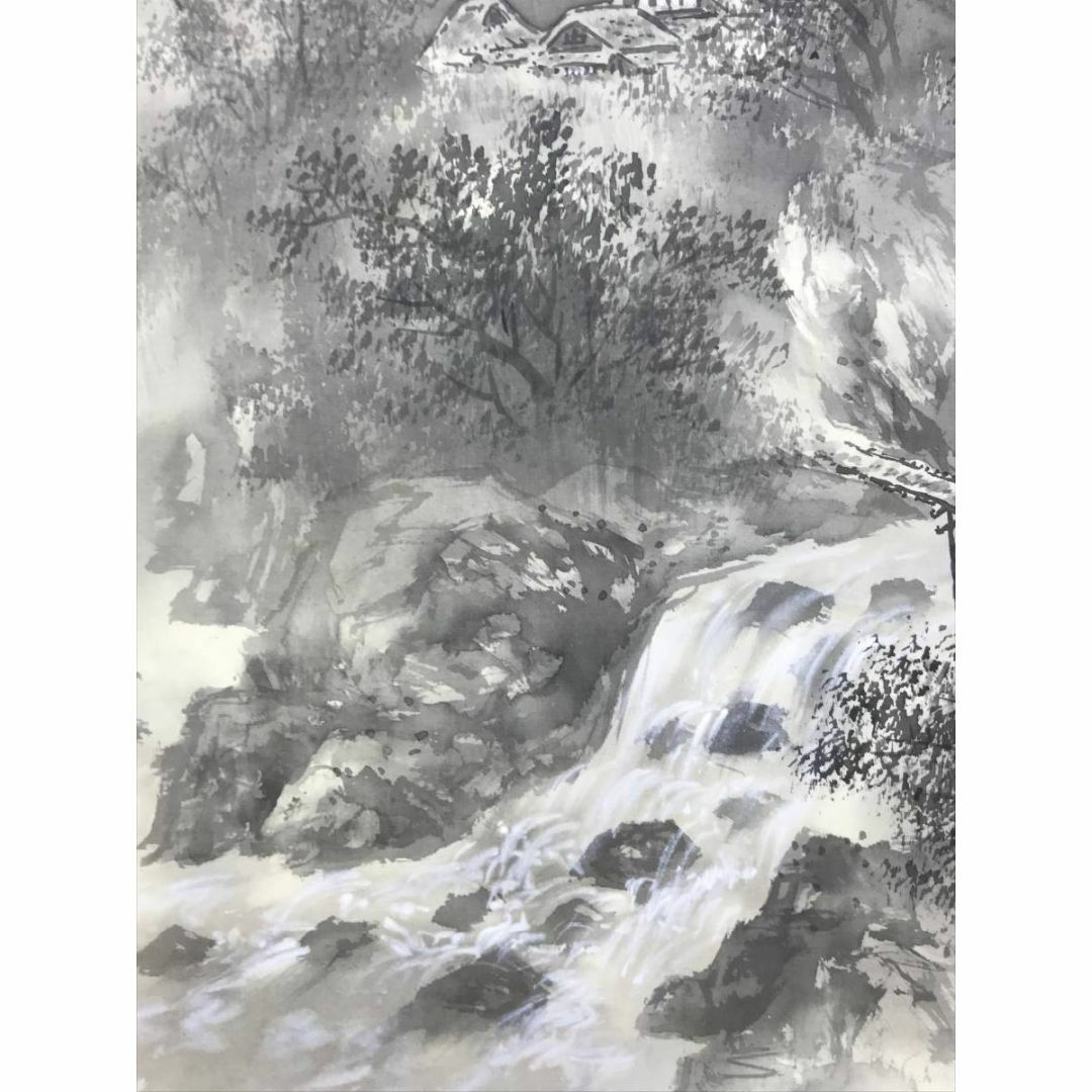 真作/鈴木耕道/山水帰樵図/山水図/横物/掛軸☆宝船☆AD-842の 真作/鈴木耕道/山水帰樵図/山水図/横物/掛軸☆宝船☆AD-842の