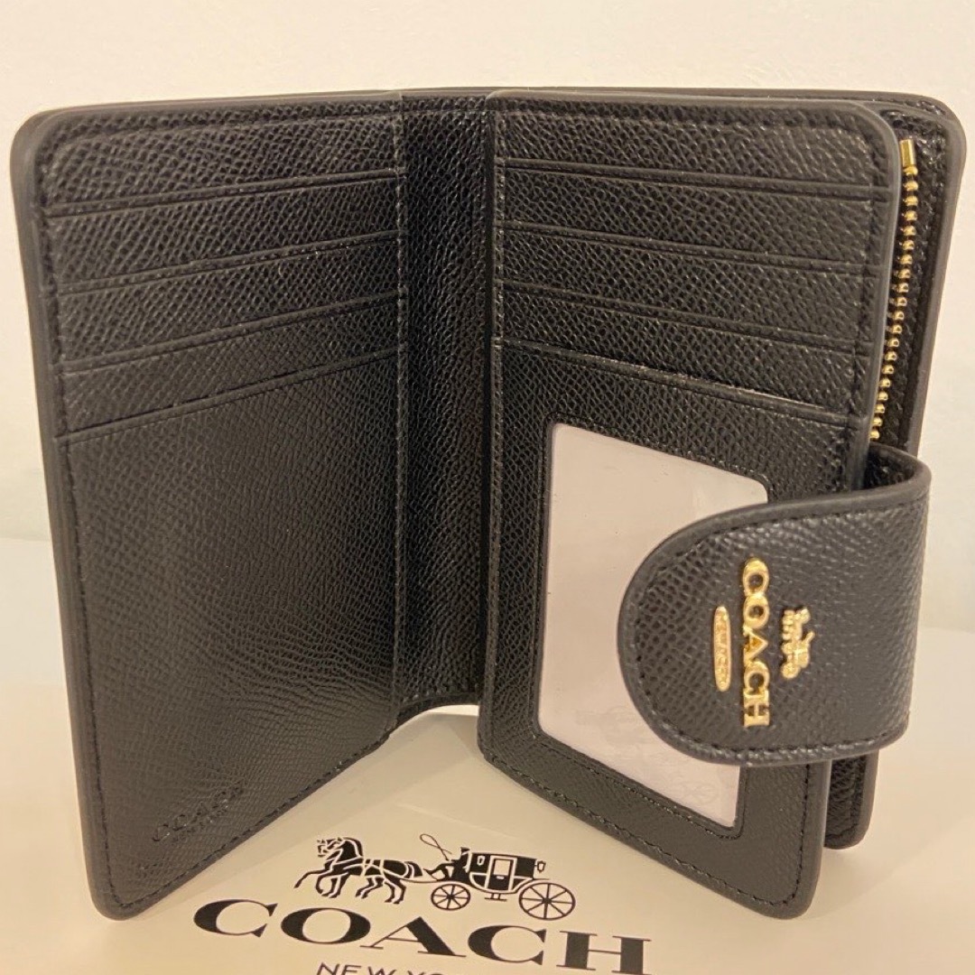 COACH(コーチ)の贈り物にも☆コーチ 本革クロスグレイン二つ折り ミディアム　財布 レディースのファッション小物(財布)の商品写真