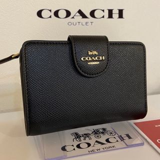 コーチ(COACH)の贈り物にも☆コーチ 本革クロスグレイン二つ折り ミディアム　財布(財布)