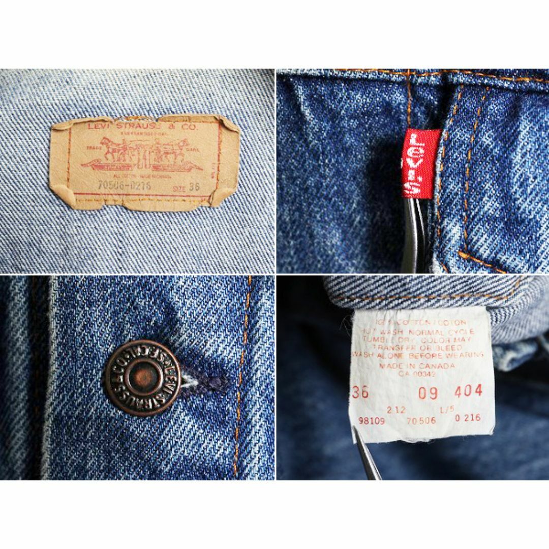 Levi's(リーバイス)の90s リーバイス 70506 0216 デニム ジャケット 36 メンズ S 程/ 古着 90年代 オールド Levis ジージャン ブルゾン ポケット付き ジャンパー メンズのジャケット/アウター(Gジャン/デニムジャケット)の商品写真