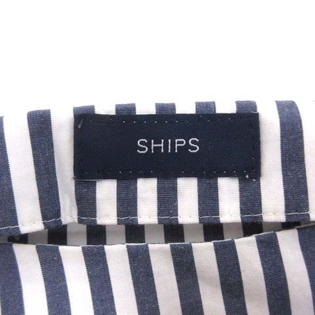 SHIPS(シップス)のSHIPS ブラウス ボーダー ストライプ フレンチスリーブ 紺 ネイビー 白 レディースのトップス(その他)の商品写真