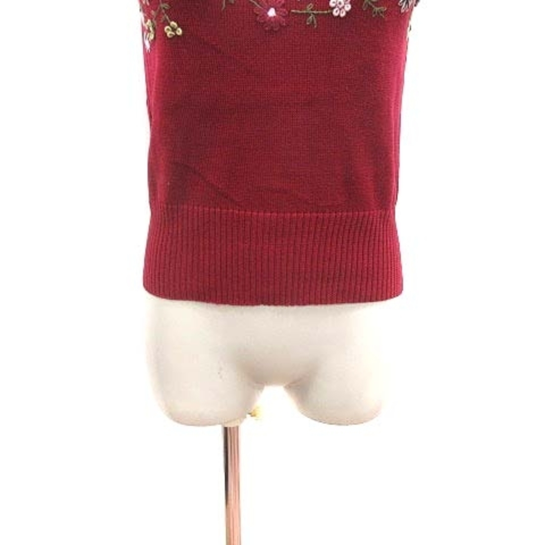 Corinne Sarrut ニット カットソー 花柄 ノースリーブ 2 赤 レディースのトップス(ニット/セーター)の商品写真