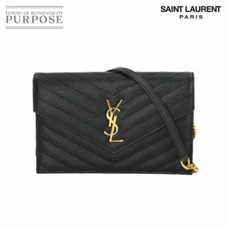 サンローラン(Saint Laurent)の新品同様 サンローラン パリ SAINT LAURENT PARIS カサンドラ エンベロープ チェーン ウォレット 長財布 レザー ブラック VLP 90228401(財布)