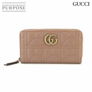 グッチ(Gucci)の未使用 展示品 グッチ GUCCI GGマーモント ラウンドファスナー 長財布 レザー ダスティピンク 443123 ゴールド 金具 VLP 90228591(財布)