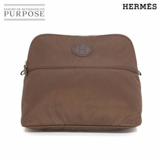 エルメス(Hermes)のエルメス HERMES ボリード ポーチ 30 コットンキャンバス レザー ブラウン シルバー 金具 VLP 90229889(ポーチ)