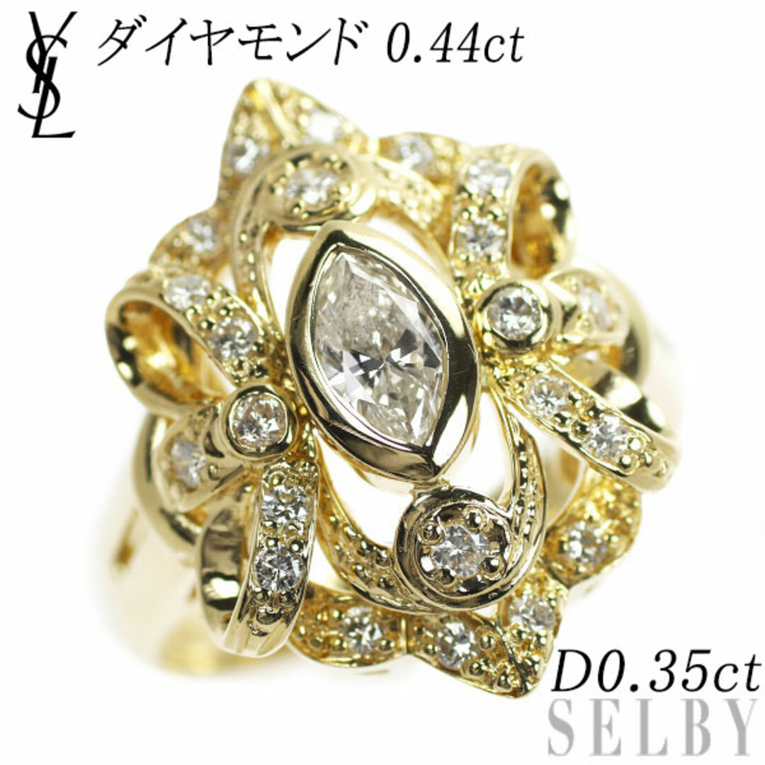 イヴサンローラン K18YG マーキス ダイヤモンド リング 0.44ct D0.35ct レディースのアクセサリー(リング(指輪))の商品写真