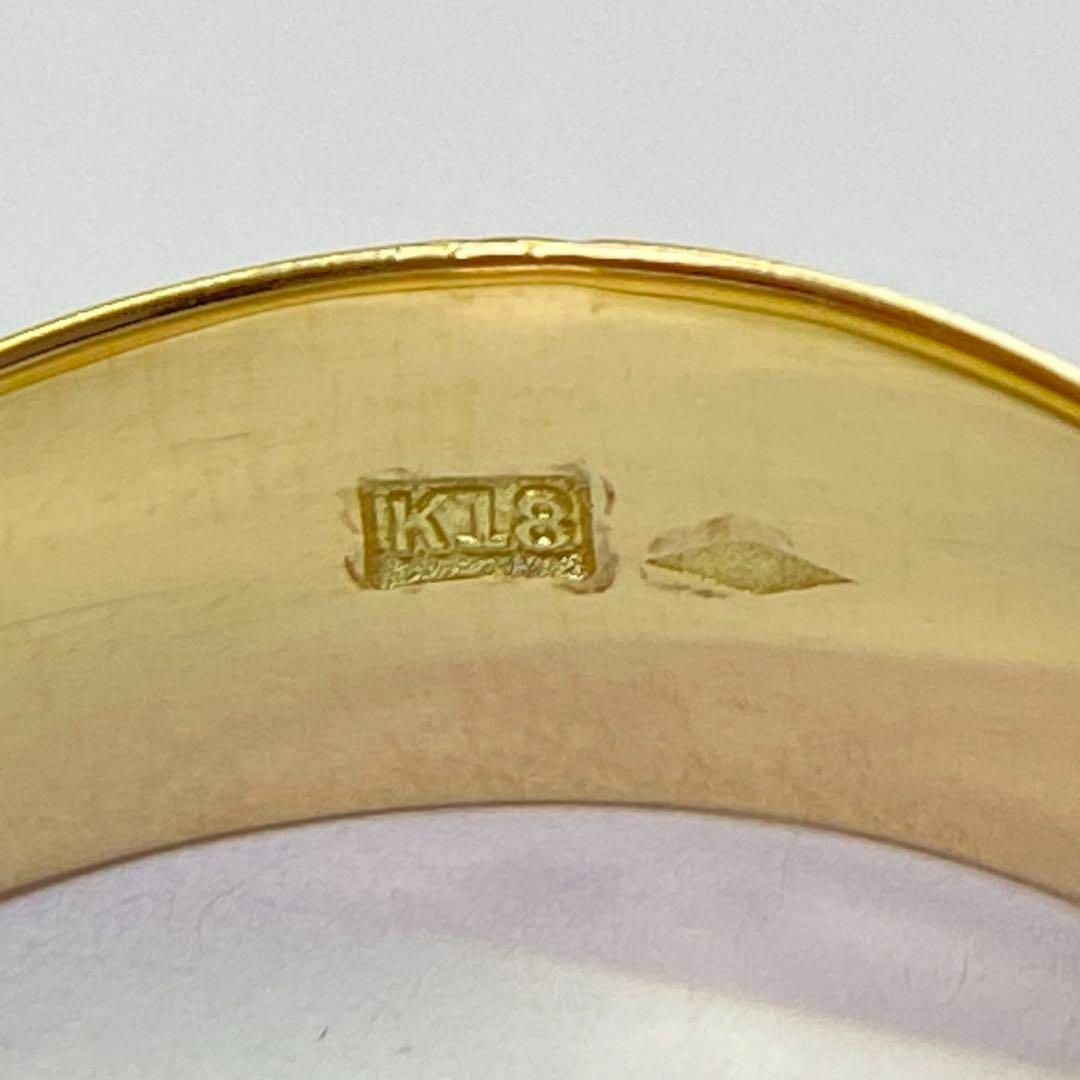 K18イエローゴールド　手彫りリング　サイズ15号　月型甲丸　アンティーク レディースのアクセサリー(リング(指輪))の商品写真