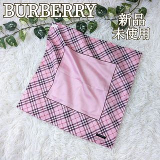 バーバリー(BURBERRY)の新品◆BURBERRY ノバチェック ハンカチ バンダナ スカーフ 綿 ピンク(ハンカチ)