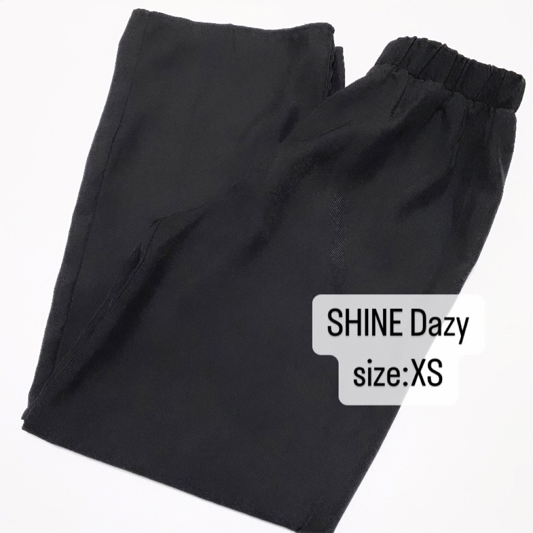 SHEIN(シーイン)のSHINE   Dazy   ハイウエスト　ストレートワイドパンツ　黒　ブラック レディースのパンツ(カジュアルパンツ)の商品写真