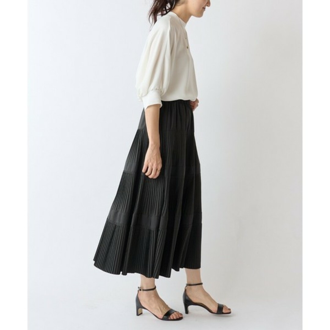 BEARDSLEY(ビアズリー)の新品タグ付きビアズリー   ヘムプリーツティアードギャザースカート   ブラック レディースのスカート(ロングスカート)の商品写真