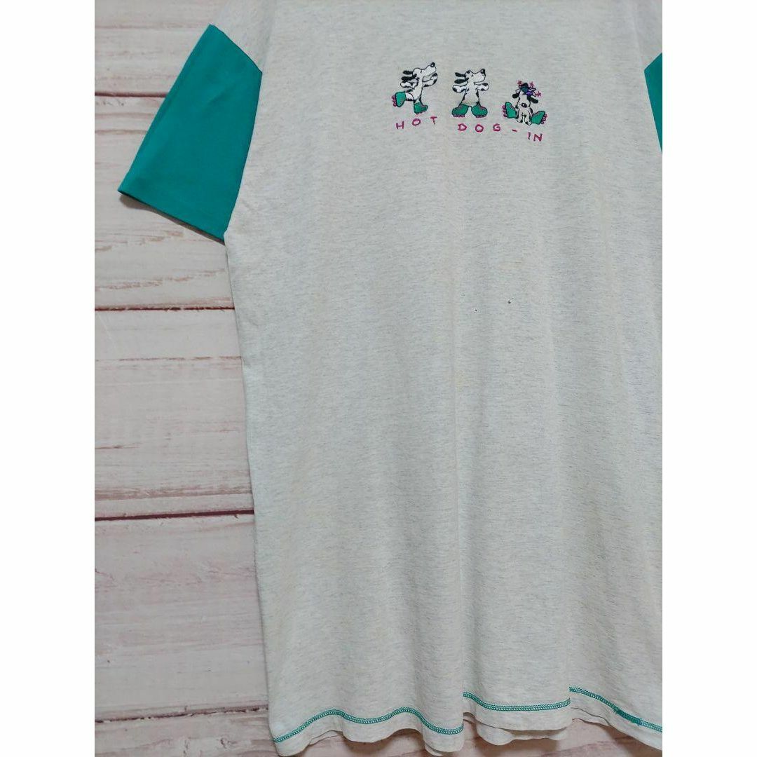 Milaca　USA製　80s~90s　Tシャツワンピ　犬　古着　半袖 レディースのトップス(Tシャツ(半袖/袖なし))の商品写真