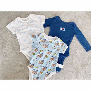 ユニクロ(UNIQLO)のユニクロ  ベビザらス ボディスーツ くまのがっこう 2枚 半袖＋長袖 70cm(肌着/下着)