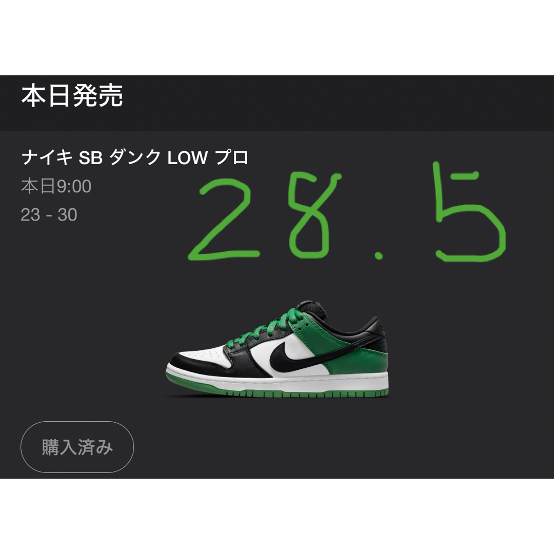 NIKE(ナイキ)の新品 28.5cm NIKE SB DUNK LOW Classic Green メンズの靴/シューズ(スニーカー)の商品写真