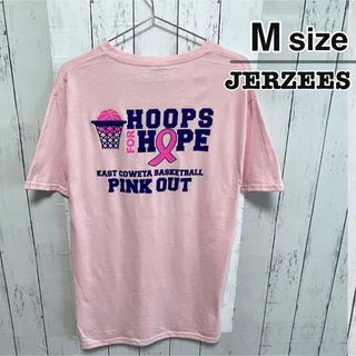 ジャージーズ(JERZEES)のJERZEES　Tシャツ　M　ピンク　プリント　バスケットボール　USA古着(Tシャツ/カットソー(半袖/袖なし))