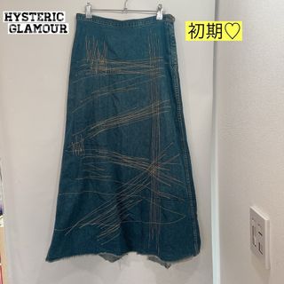 ヒステリックグラマー(HYSTERIC GLAMOUR)の【90‘s】HYSTERIC GLAMOUR ステッチ　デニムスカート　スリット(ロングスカート)