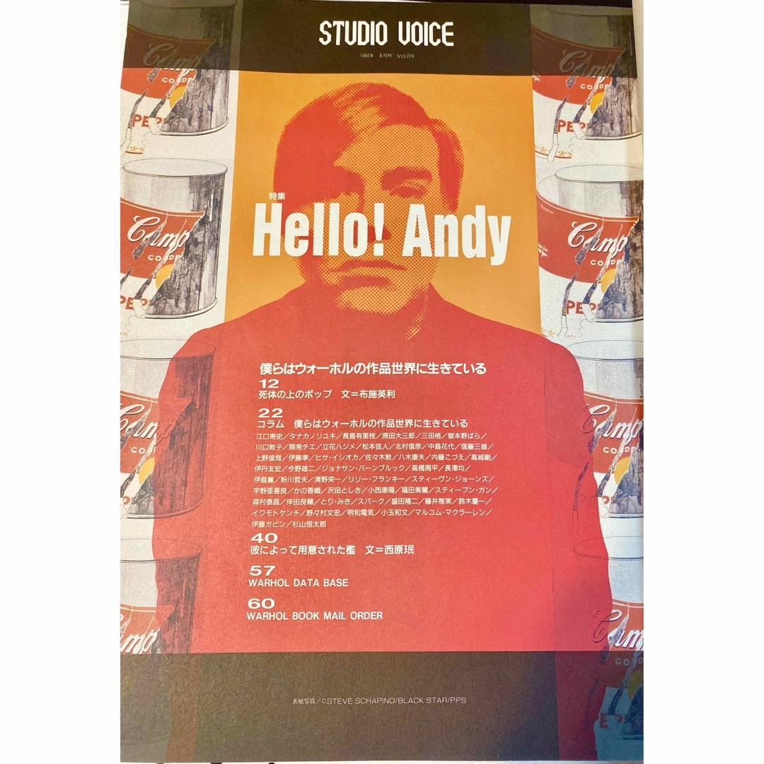 スタジオ・ボイス Vol.224特集 Hello! Andy僕らはウォーホルの… エンタメ/ホビーの雑誌(アート/エンタメ/ホビー)の商品写真