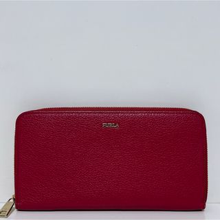 フルラ(Furla)の☆美品☆送料無料☆FURLAフルラレザーラウンドファスナー長財布☆レッド系☆(財布)