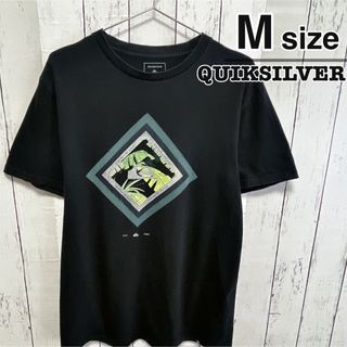 クイックシルバー(QUIKSILVER)のQUIKSILVER　Tシャツ　M　ブラック　黒　プリント　ロゴ　USA古着(Tシャツ/カットソー(半袖/袖なし))