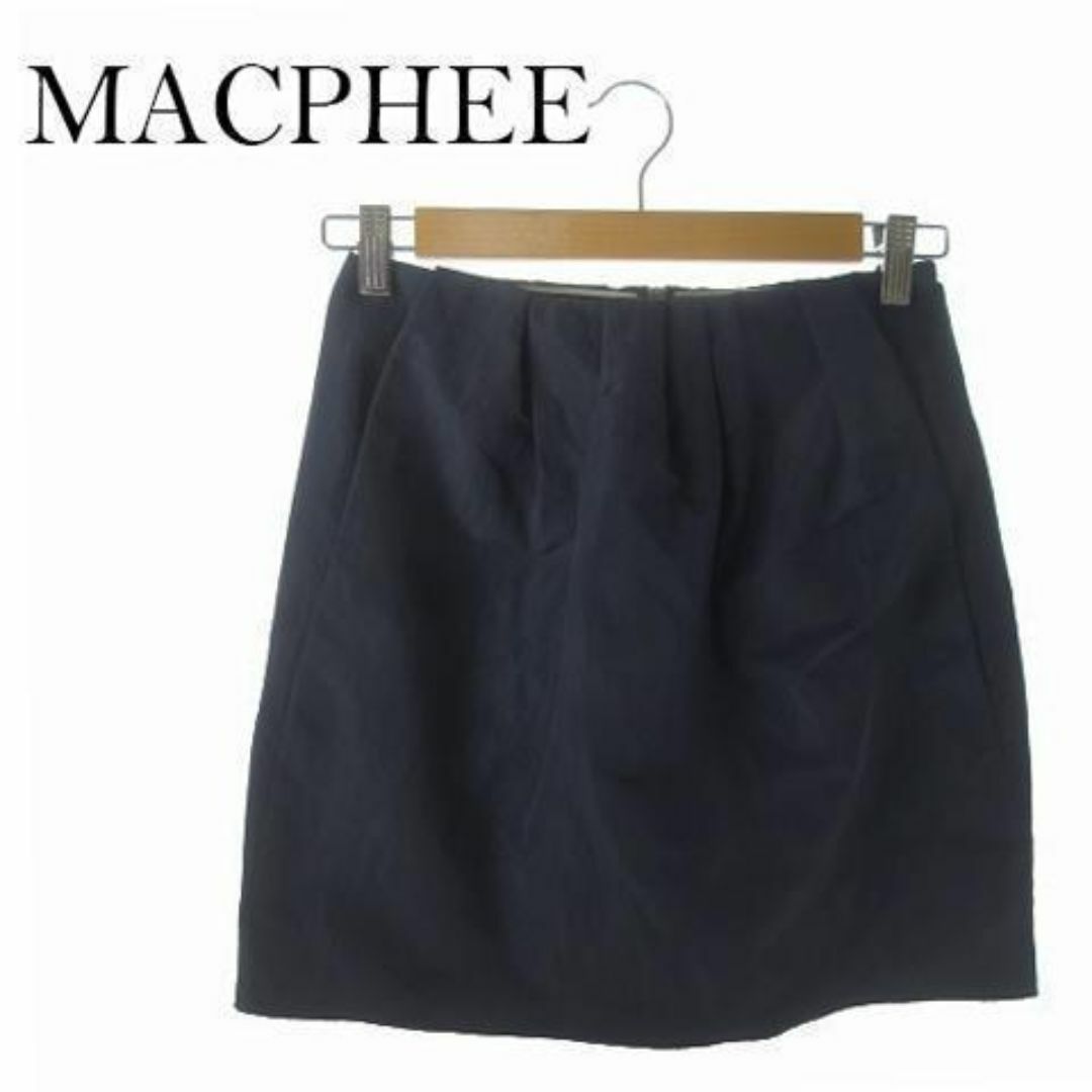 MACPHEE(マカフィー)のマカフィー ミニスカート タイト ナイロン 34 紺 211129AO3A レディースのスカート(ミニスカート)の商品写真