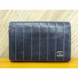 シャネル(CHANEL)のK池086/ CHANEL レザー 二つ折り財布 ブラック ココマーク(財布)