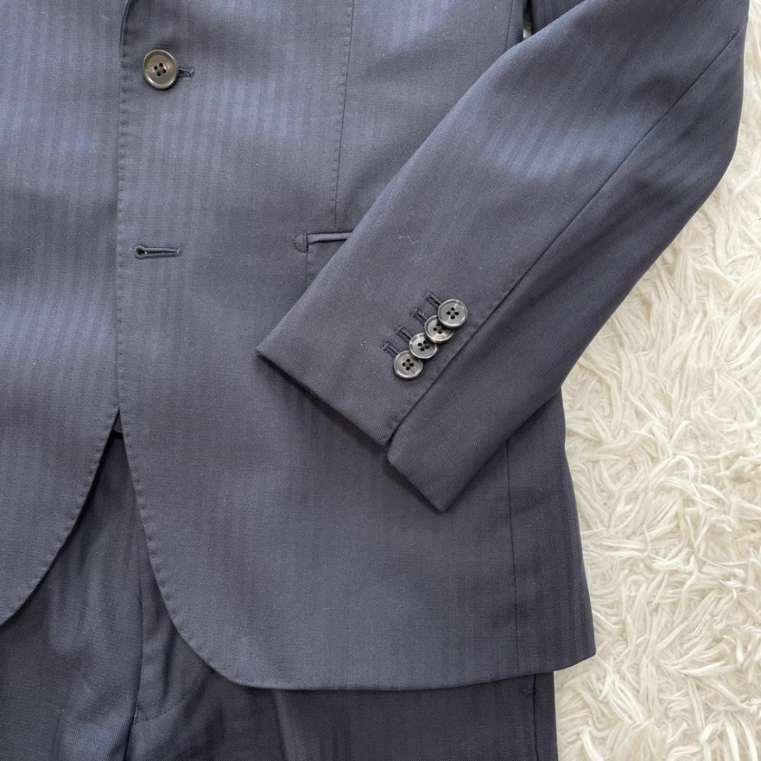 THE SUIT COMPANY(スーツカンパニー)の美品 L スーツカンパニー 3P スーツ セットアップ 紺 リバーシブル ベスト メンズのスーツ(セットアップ)の商品写真