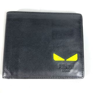 フェンディ(FENDI)のフェンディ FENDI モンスター バグス 7M0266 札入れ コンパクトウォレット 2つ折り財布 レザー ブラック(折り財布)