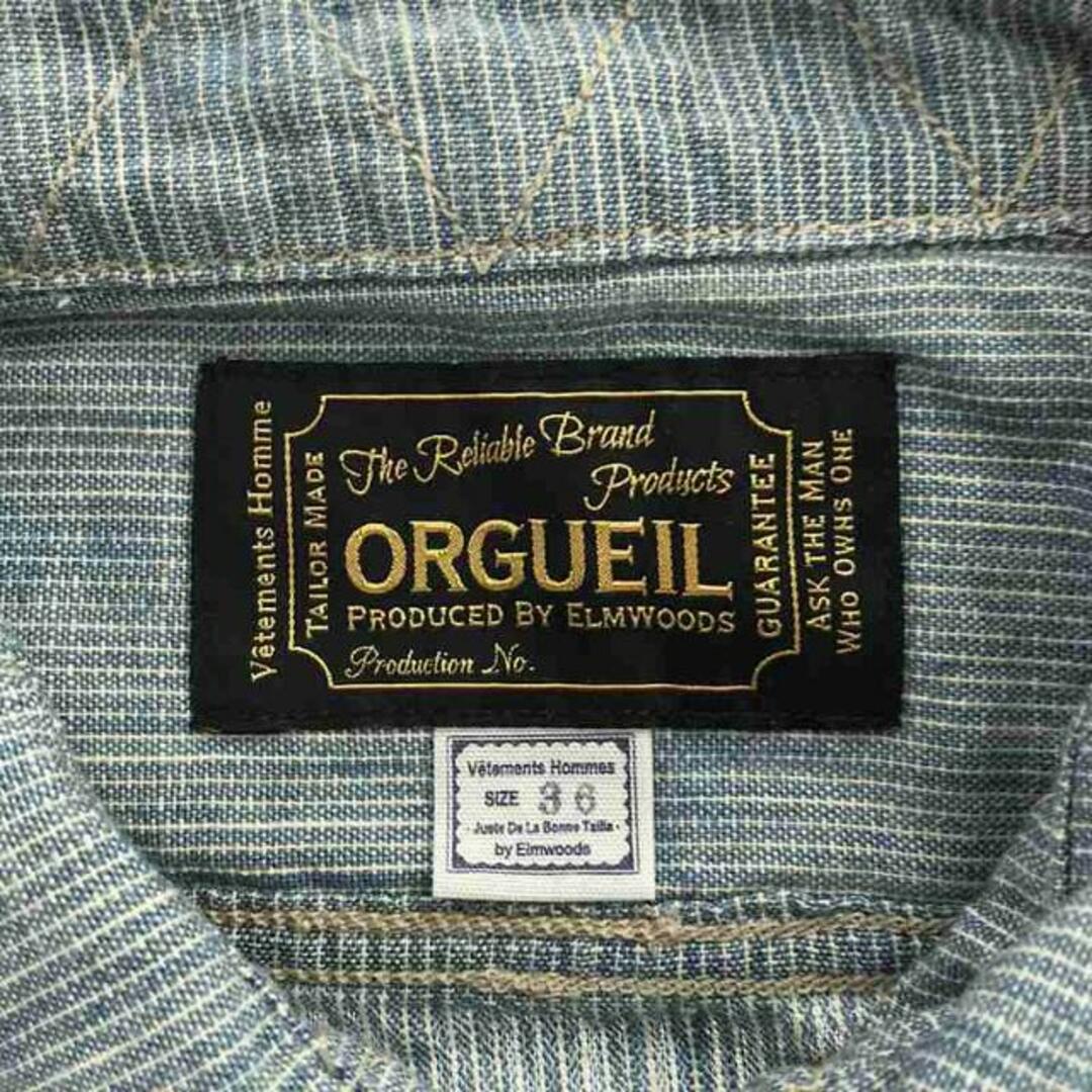 ORGUEIL / オルゲイユ | 猫目ボタン ワークシャツ | 36 | インディゴブルー／ホワイト | メンズ メンズのトップス(Tシャツ/カットソー(半袖/袖なし))の商品写真