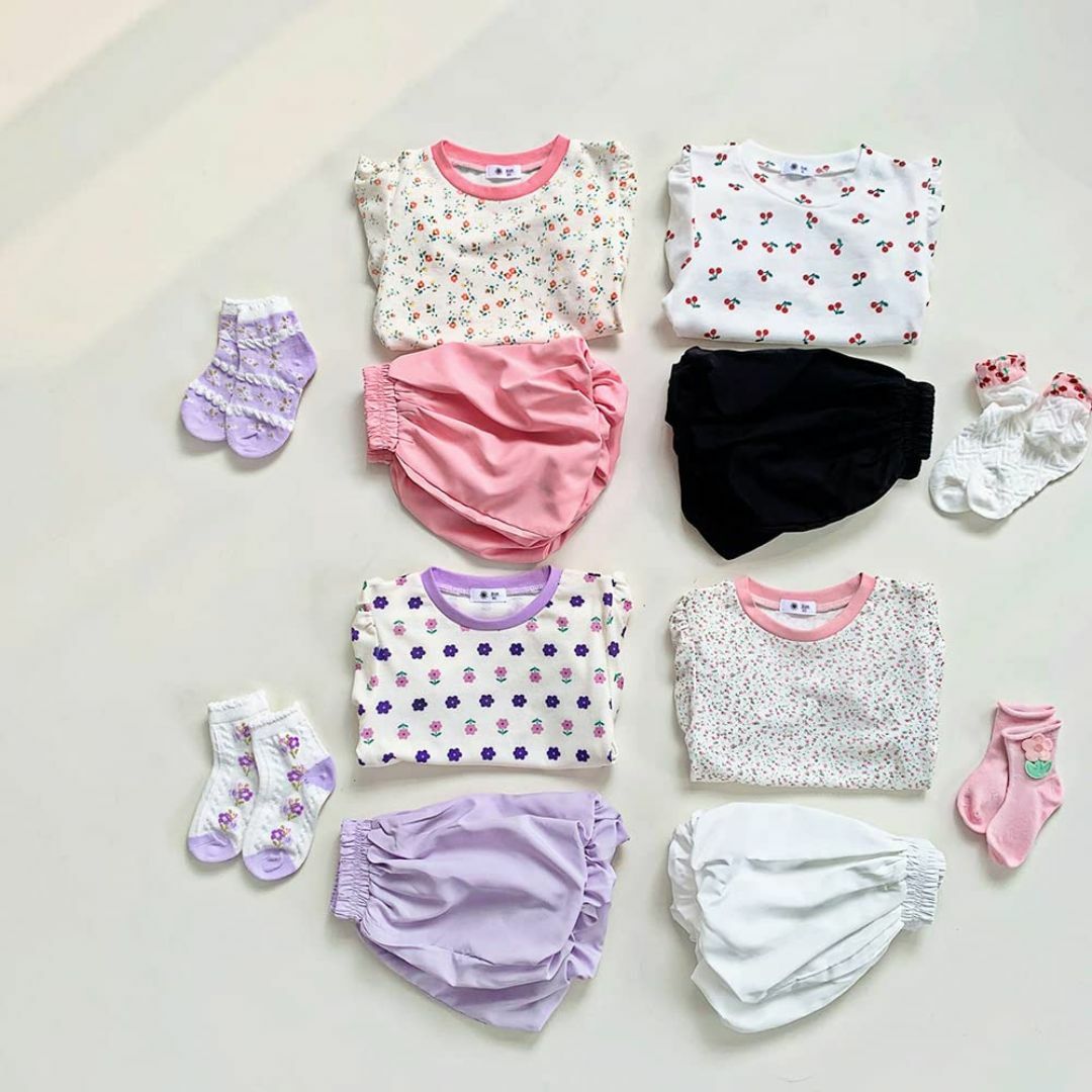 [Enfants Chéris] 子供服 半袖tシャツ 女の子 キュロットスカー キッズ/ベビー/マタニティのベビー服(~85cm)(その他)の商品写真