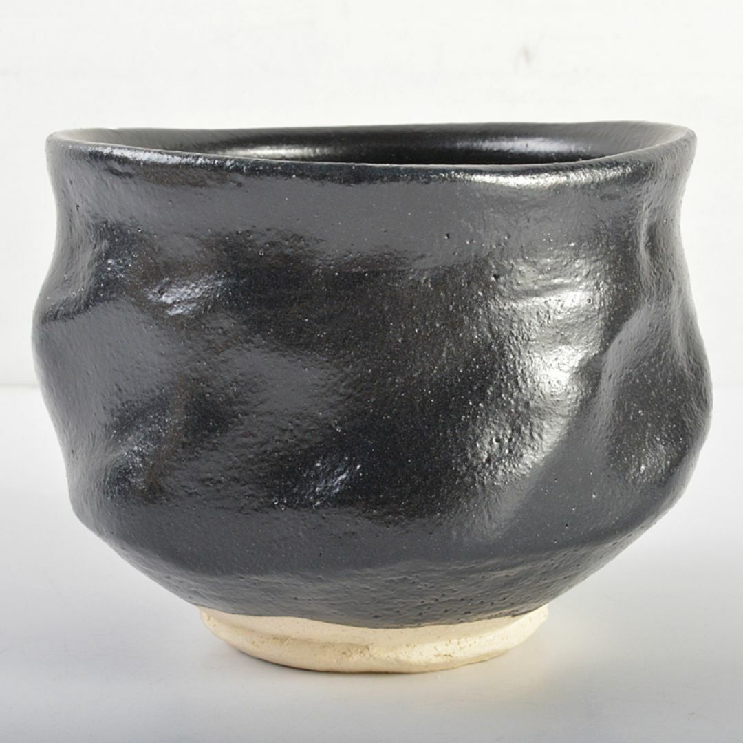 茶道具 加藤唐九郎 一無斎（一ム斎）作 織部黒茶碗 共布共箱 M R7795