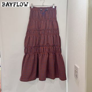 ベイフロー(BAYFLOW)の【美品♡】BAY FLOW ギャザーチェックスカート　チェック　スカート(ロングスカート)