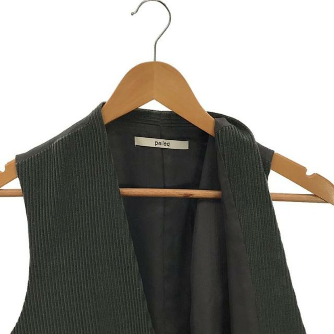 pelleq / ぺレック | 2022AW | W cord clorless waist coat ウール コーデュロイ カラーレス コート ベスト | 36 | グリーン系 | レディース レディースのトップス(ベスト/ジレ)の商品写真