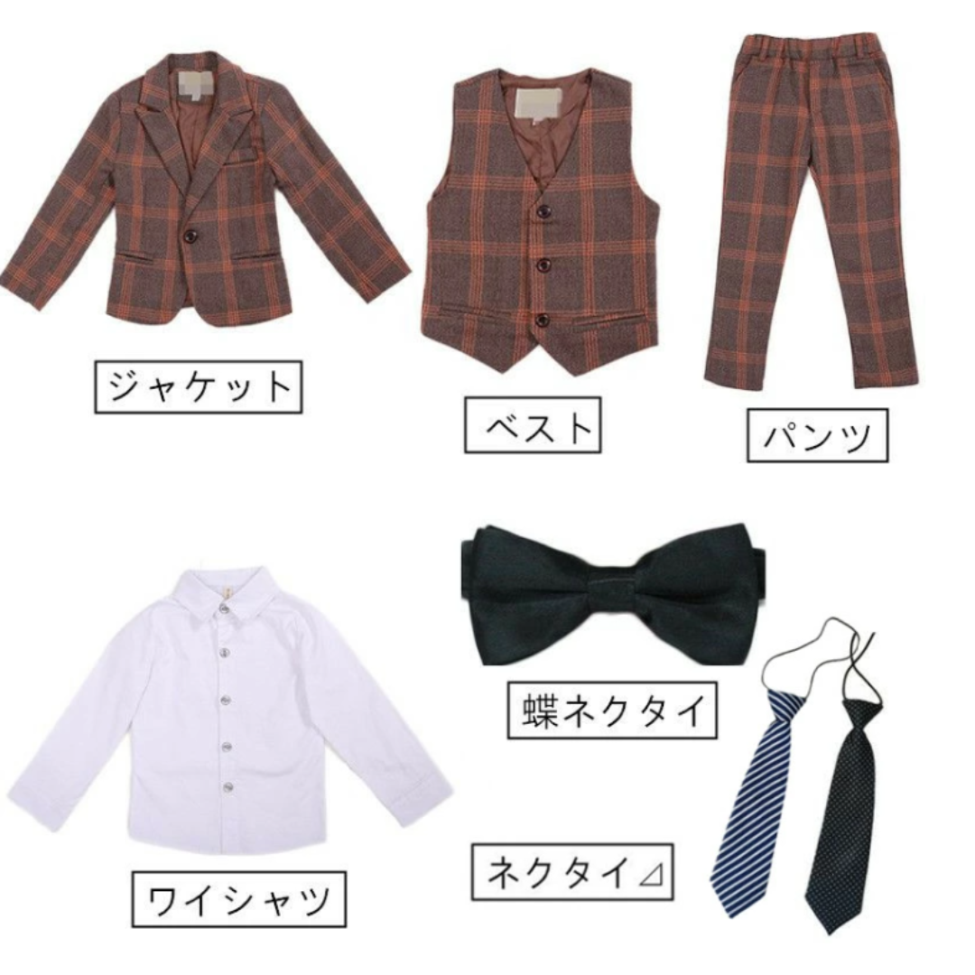 キッズスーツ７点セット　100CM　　＃108 キッズ/ベビー/マタニティのキッズ服男の子用(90cm~)(ドレス/フォーマル)の商品写真