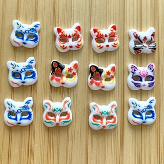 お面 猫面 ネイル ハンドメイド パーツ 猫 ネコ(デコパーツ)